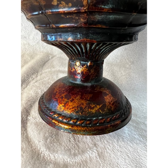 Rustic Copper Hue Tin Plant Flower Vase Urn 12.75" Tall - Picture 10 of 10